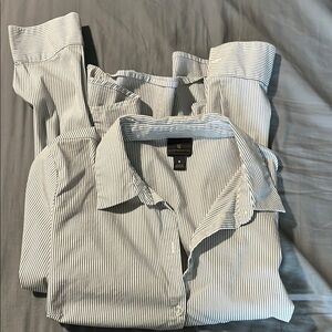 Worthington gray Striped Button-Up Shirt sz 8